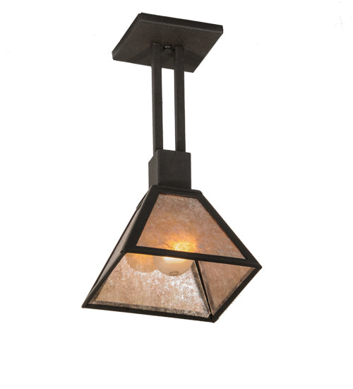 Meyda Lighting Soffe 11" Dark Roast Pendant Light With Silver Mica Shade Glass