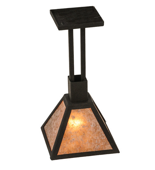 Meyda Lighting Soffe 11" Dark Roast Pendant Light With Silver Mica Shade Glass