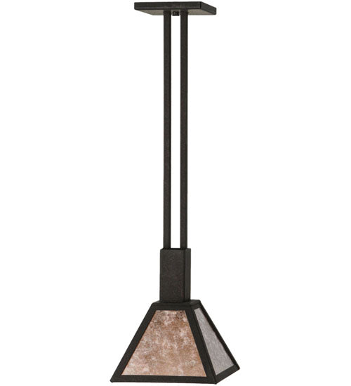 Meyda Lighting Soffe 11" Dark Roast Pendant Light With Silver Mica Shade Glass