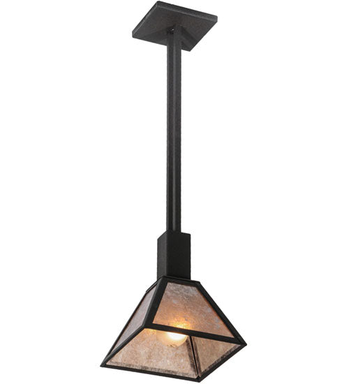 Meyda Lighting Soffe 11" Dark Roast Pendant Light With Silver Mica Shade Glass