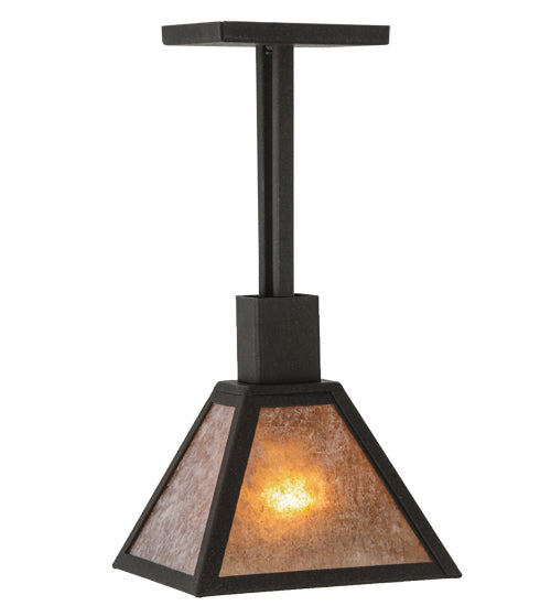 Meyda Lighting Soffe 11" Dark Roast Pendant Light With Silver Mica Shade Glass