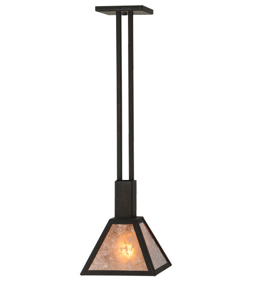 Meyda Lighting Soffe 11" Dark Roast Pendant Light With Silver Mica Shade Glass