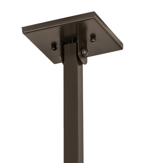 Meyda Lighting Soffe 14" Timeless Bronze "T" Mission Pendant Light With Beige Iridescent & Burgundy Shade Glass