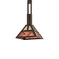 Meyda Lighting Soffe 14" Timeless Bronze "T" Mission Pendant Light With Beige Iridescent & Burgundy Shade Glass