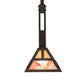 Meyda Lighting Soffe 14" Timeless Bronze "T" Mission Pendant Light With Beige Iridescent & Burgundy Shade Glass