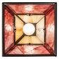 Meyda Lighting Soffe 14" Timeless Bronze "T" Mission Pendant Light With Beige Iridescent & Burgundy Shade Glass