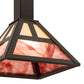 Meyda Lighting Soffe 14" Timeless Bronze "T" Mission Pendant Light With Beige Iridescent & Burgundy Shade Glass