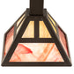 Meyda Lighting Soffe 14" Timeless Bronze "T" Mission Pendant Light With Beige Iridescent & Burgundy Shade Glass