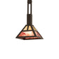 Meyda Lighting Soffe 14" Timeless Bronze "T" Mission Pendant Light With Beige Iridescent & Burgundy Shade Glass
