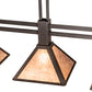 Meyda Lighting Soffe 205016 45" 3-Light Dark Roast Island Pendant Light With Silver Mica Shade Glass