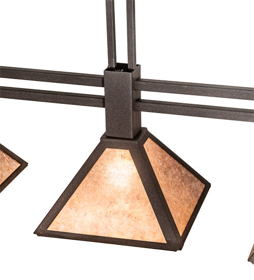 Meyda Lighting Soffe 205016 45" 3-Light Dark Roast Island Pendant Light With Silver Mica Shade Glass