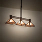 Meyda Lighting Soffe 205016 45" 3-Light Dark Roast Island Pendant Light With Silver Mica Shade Glass