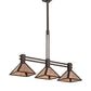 Meyda Lighting Soffe 205016 45" 3-Light Dark Roast Island Pendant Light With Silver Mica Shade Glass
