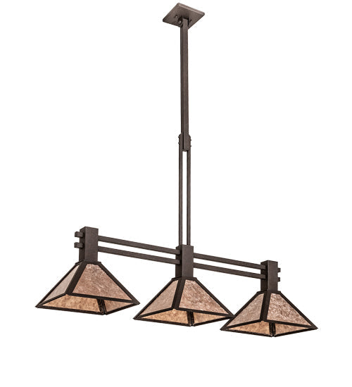 Meyda Lighting Soffe 205016 45" 3-Light Dark Roast Island Pendant Light With Silver Mica Shade Glass