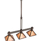 Meyda Lighting Soffe 205016 45" 3-Light Dark Roast Island Pendant Light With Silver Mica Shade Glass
