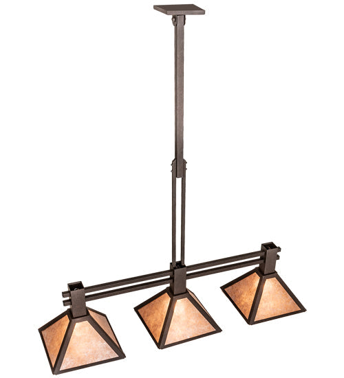 Meyda Lighting Soffe 205016 45" 3-Light Dark Roast Island Pendant Light With Silver Mica Shade Glass