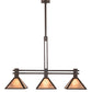 Meyda Lighting Soffe 205016 45" 3-Light Dark Roast Island Pendant Light With Silver Mica Shade Glass