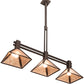 Meyda Lighting Soffe 205016 45" 3-Light Dark Roast Island Pendant Light With Silver Mica Shade Glass