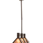 Meyda Lighting Soffe 205016 45" 3-Light Dark Roast Island Pendant Light With Silver Mica Shade Glass