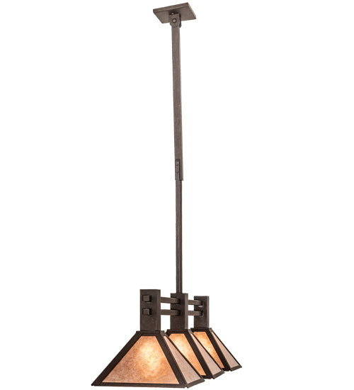 Meyda Lighting Soffe 205016 45" 3-Light Dark Roast Island Pendant Light With Silver Mica Shade Glass