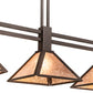 Meyda Lighting Soffe 205016 45" 3-Light Dark Roast Island Pendant Light With Silver Mica Shade Glass
