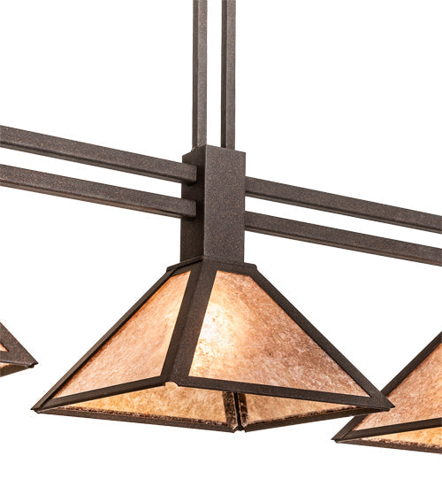 Meyda Lighting Soffe 205016 45" 3-Light Dark Roast Island Pendant Light With Silver Mica Shade Glass