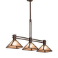 Meyda Lighting Soffe 205016 45" 3-Light Dark Roast Island Pendant Light With Silver Mica Shade Glass