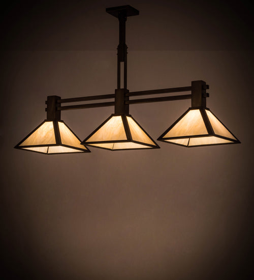 Meyda Lighting Soffe 45" 3-Light Antique Copper Island Pendant Light With Creme Carrare Idalight Shade Glass
