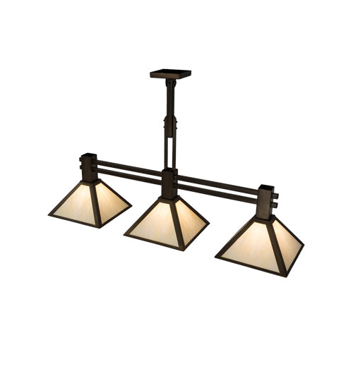 Meyda Lighting Soffe 45" 3-Light Antique Copper Island Pendant Light With Creme Carrare Idalight Shade Glass