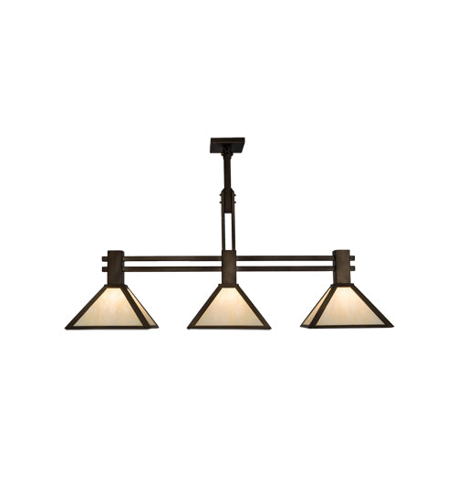 Meyda Lighting Soffe 45" 3-Light Antique Copper Island Pendant Light With Creme Carrare Idalight Shade Glass