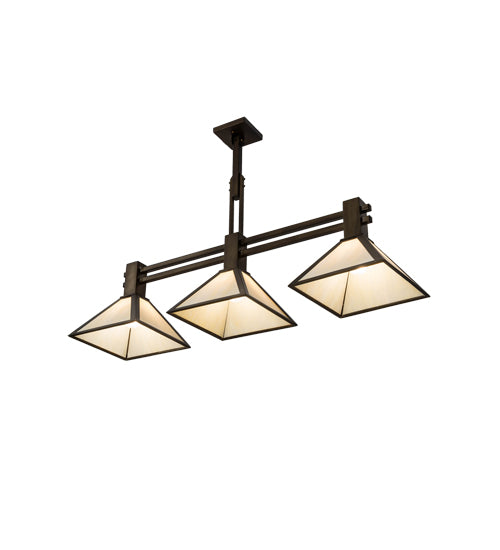 Meyda Lighting Soffe 45" 3-Light Antique Copper Island Pendant Light With Creme Carrare Idalight Shade Glass