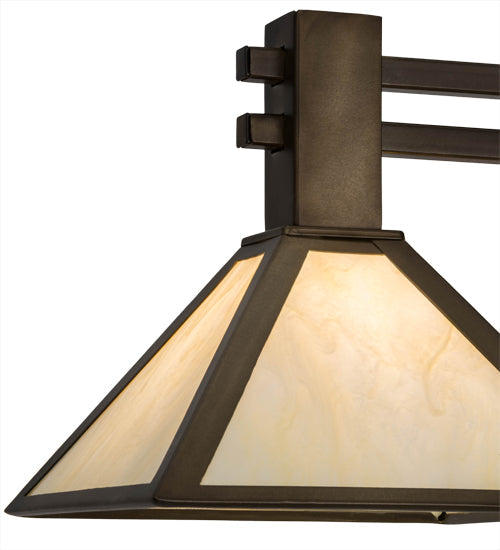 Meyda Lighting Soffe 45" 3-Light Antique Copper Island Pendant Light With Creme Carrare Idalight Shade Glass