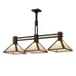 Meyda Lighting Soffe 45" 3-Light Antique Copper Island Pendant Light With Creme Carrare Idalight Shade Glass