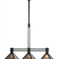 Meyda Lighting Soffe 45" 3-Light Dark Roast Island Pendant Light With Silver Mica Shade Glass