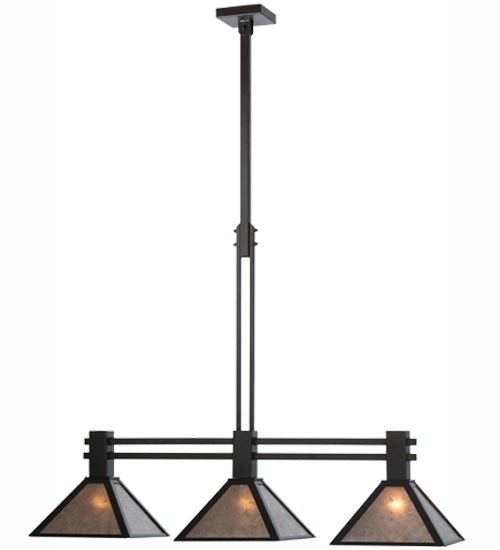 Meyda Lighting Soffe 45" 3-Light Dark Roast Island Pendant Light With Silver Mica Shade Glass