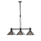 Meyda Lighting Soffe 45" 3-Light Dark Roast Island Pendant Light With Silver Mica Shade Glass