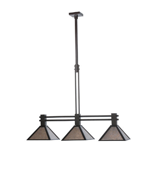 Meyda Lighting Soffe 45" 3-Light Dark Roast Island Pendant Light With Silver Mica Shade Glass