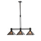 Meyda Lighting Soffe 45" 3-Light Dark Roast Island Pendant Light With Silver Mica Shade Glass