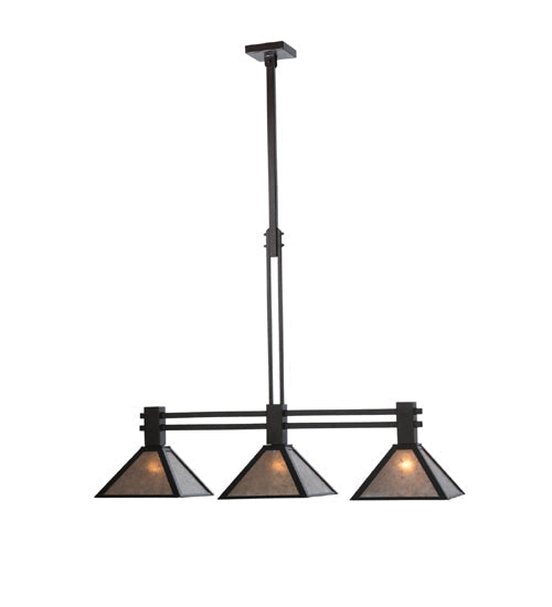 Meyda Lighting Soffe 45" 3-Light Dark Roast Island Pendant Light With Silver Mica Shade Glass