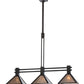 Meyda Lighting Soffe 45" 3-Light Dark Roast Island Pendant Light With Silver Mica Shade Glass
