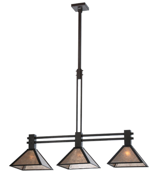 Meyda Lighting Soffe 45" 3-Light Dark Roast Island Pendant Light With Silver Mica Shade Glass
