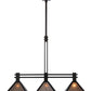 Meyda Lighting Soffe 45" 3-Light Dark Roast Island Pendant Light With Silver Mica Shade Glass