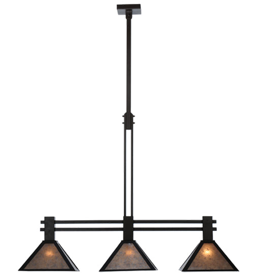 Meyda Lighting Soffe 45" 3-Light Dark Roast Island Pendant Light With Silver Mica Shade Glass