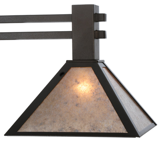 Meyda Lighting Soffe 45" 3-Light Dark Roast Island Pendant Light With Silver Mica Shade Glass