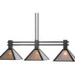 Meyda Lighting Soffe 45" 3-Light Dark Roast Island Pendant Light With Silver Mica Shade Glass