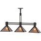 Meyda Lighting Soffe 45" 3-Light Dark Roast Island Pendant Light With Silver Mica Shade Glass