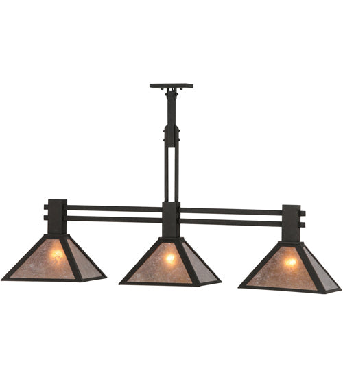 Meyda Lighting Soffe 45" 3-Light Dark Roast Island Pendant Light With Silver Mica Shade Glass