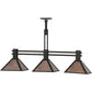 Meyda Lighting Soffe 45" 3-Light Dark Roast Island Pendant Light With Silver Mica Shade Glass