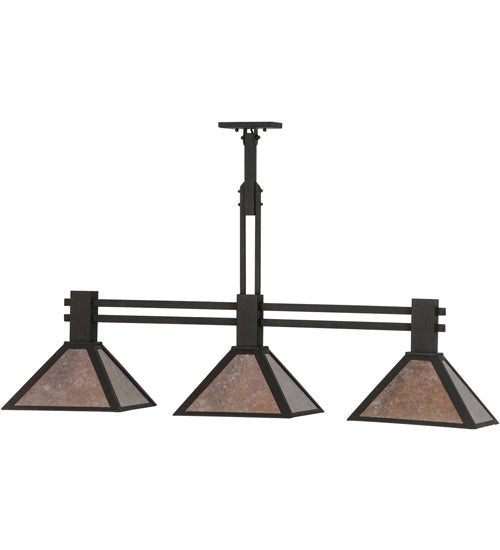 Meyda Lighting Soffe 45" 3-Light Dark Roast Island Pendant Light With Silver Mica Shade Glass