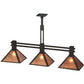 Meyda Lighting Soffe 45" 3-Light Dark Roast Island Pendant Light With Silver Mica Shade Glass